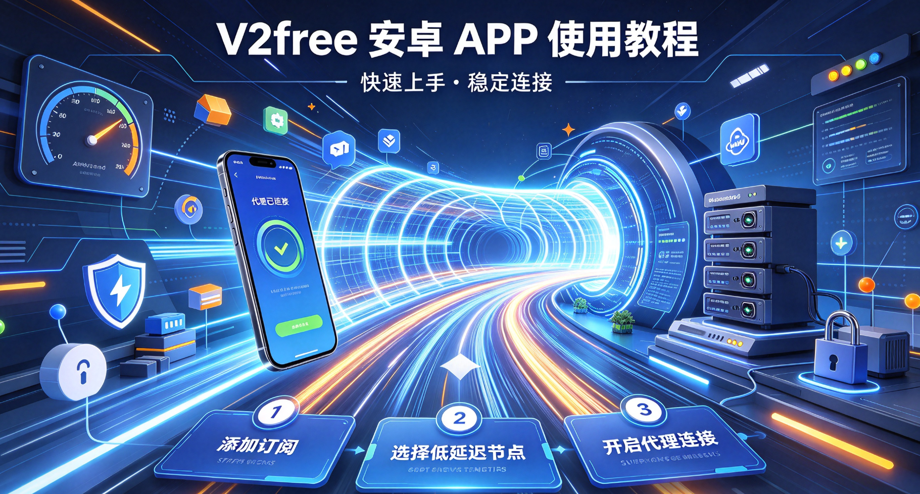 V2free 安卓 APP 使用教程：自带免费节点，装完就能连